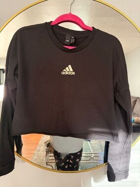 adidas Black Cropped Logo Sweatshirt